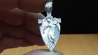 Образок ангел с щитом и перекрестием, спаси и сохрани. из Серебра.