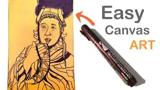 Make Easy Canvas Art 🎨 with a Marker | Full Process | Travel inspired Art | Head Hunters of Nagaland