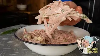 Fleischsalat selber machen: Hausmacher Wurstsalat Rezept mit Mayonnaise!