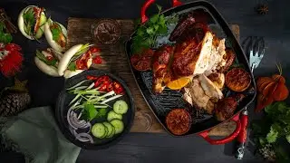 Hoisin glazed chicken with bao buns #roastedchicken #asianfusion