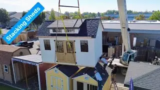 We Stacked A Large Shed On Top Of Two Small Sheds (using a crane)