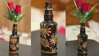 Glas bottle craft ideas using wall putty
