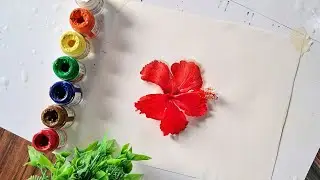 🌺 Half Real Half Painted Hibiscus | Realistic Flower Art Magic|#art #artbox #flowerart #trending 