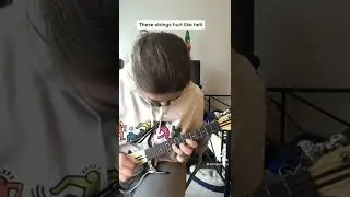 Shredding an improv solo then playing eruption on the electric ukulele