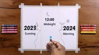 New Year Drawing / Easy New Year Drawing with Oil Pastel / New Year Drawing 2024
