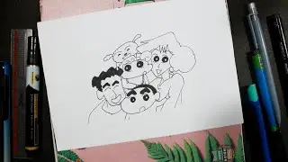 How to draw shinchan and his family/ easy shinchan drawing tutorial