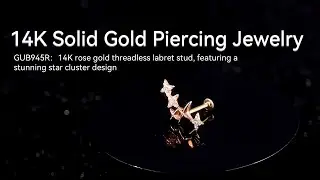 14K Rose Gold Star Cluster Threadless Labret Stud with CZ Stone