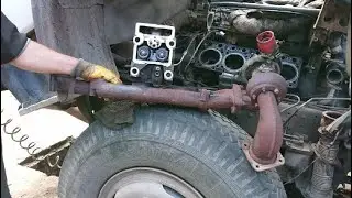 Выкручиваю закисшие болты с коллектора и головки Камаз Евро2  Ч3.