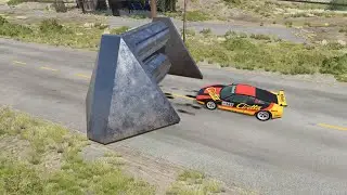 Cars vs Large Roller in BeamNG Drive