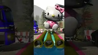 Chained Crane Truck Lifting Giant Doll vs Pipe #shorts #beamng #beamngcrashes #beamngdrive #trucksvs