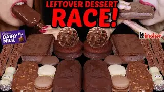 ASMR LEFTOVER DESSERT RACE! CADBURY FLAKE, CHOCO CAKE ICE CREAM SANDWICH, FERRERO, KINDER HIPPO 먹방