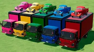 TRANSPORT COLORED CARS GAZ M415 WITH ISUZU TRUCKS - Farming Simulator 22