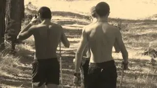 Тренировка лыжников. Имитация.