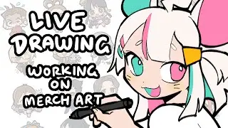 i am once again working on merch art ✏️ [live drawing]