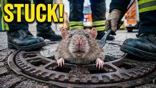 Fat rat stuck in manhole rescued by firefighters in Germany