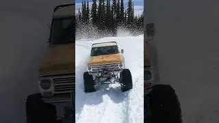 Real or RC car? Love this truck! #ford #snowwheeling