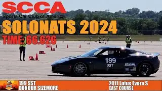 A 2011 Lotus Evora S drives a 66.626 on East Course at SCCA Solonats 2024