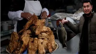How Uzbeks Fry Fish!  Uzbekistan!  Fried Carp!