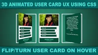 3D Animated User Profile card CSS - Multi side user profile card design using CSS