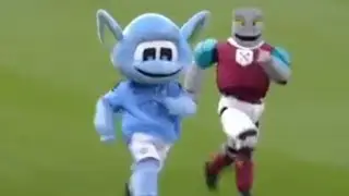 WESTHAM VS MANCHESTER CITY 1-1. mascots prematch race.. mancity won😂