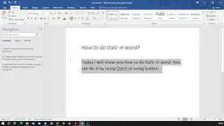 How to do Italic in word? MS Word for begginers!