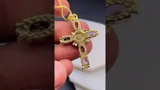 Amethyst Purple Evil Eye Cross Jesus Cubic Zirconia 18K Gold Copper Pendant Chain
