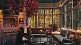 Rainy Autumn Cafe with Smooth Jazz Music and Rain Sounds for Relaxation, Study & Work