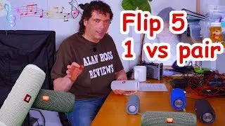 JBL Flip 5 single (mono) vs stereo pair - sound and bass test - vs Charge 3
