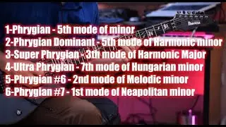 6 types of Phrygian (Super Phrygian - Ultra Phrygian - Phrygian Dominant - Phrygian#6 - Phrygian#7 )