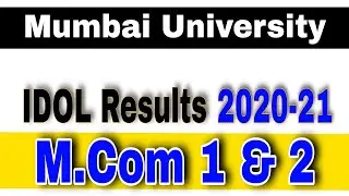 M.com Results | Mumbai University IDOL Students Results | IDOL Results M.com part  1 & M.com part 2