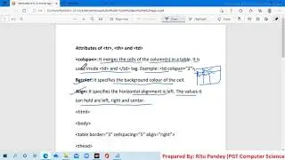 ATTRIBUTES OF TR || TD || THEAD || TFOOT TAGS IN HTML