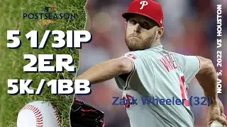 [WS game 6] Zack Wheeler | Nov 5, 2022 | MLB highlights