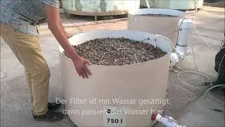 Biologischer Filter vom Typ Kiesfilter  zur Behandlung von Wasser aus einem Aquakultur-Umwälzsystem