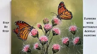 Flowers with Butterflies STEP by STEP Acrylic Painting (ColorByFeliks)