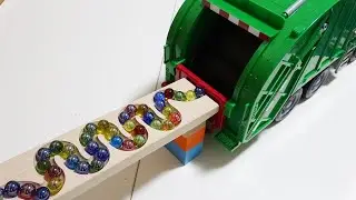Marble Run Race  ☆ HABA Slope, Dump Truck & Garbage Truck # 12