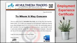 Employment Experience Certificate Template Design In MS Word || To Whom It May Concern Certificate