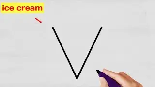HOW TO DRAW ICE CREAM - Drawing ice Cream from lettter V ❤️