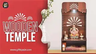 Wooden Temple For Home & Office | Premium 3D Cutwork Design | Mandir With LED Spot Light & Storage