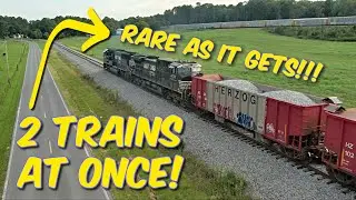 EPIC! 2 Trains Meet PERFECTLY on Norfolk Southern