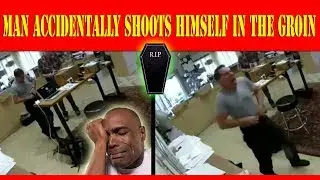 **INSANE FOOTAGE** Man accidentally shoots himself in the GROIN as he bends over!