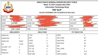 BSF HCM Salary Slip 2024 🔥 | Bsf Head Constable Ministerial Salary slip 2024 |