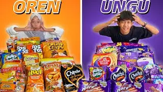 BORONG JAJAN WARNA OREN VS UNGU!!