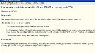 Error - Posting only possible in periods- Message No- M7053 -MMPV 