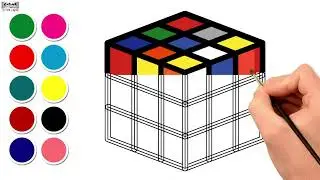 How To Draw And Color Rubik's Cube | Drawing And Coloring Turorial For Beginners 