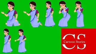 Green Screen Cartoon Village Woman | Village Woman Green Screen Animation |  No Copyright | Part 22