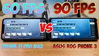 Comparison of 90 FPS in PUBG Mobile on the ASUS ROG Phone 3 versus 60 FPS on the iPhone 11 Pro Max