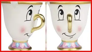 FAB Starpoint Disney Beauty and the Beast Chip Mug with Gold Foil Printing, Multicolor, 8 Ounces