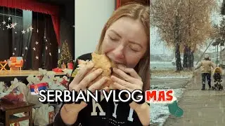 eating one of THE BEST PLJESKAVICA in small SERBIAN TOWN | winter in SERBIA 🇷🇸