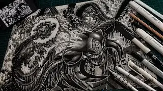 Drawing a Manga Page | One Punch Man | ワンパンマン