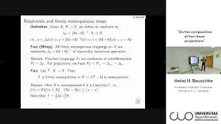 Seminarios CIO. Heinz Bauschke. On the composition of two linear projections